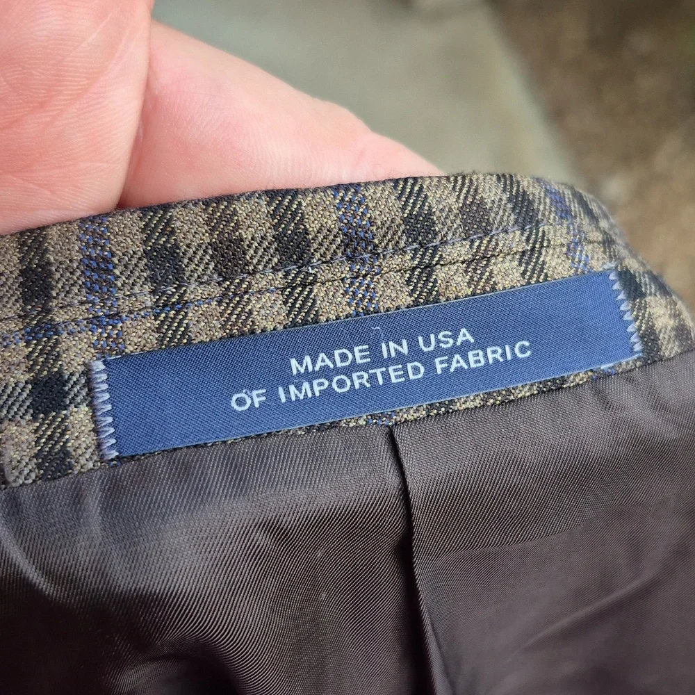 JOESEPH ABBOUD Recent Brown Blue Black Plaid Wool Sz 46 L Mens Sport Coat Blazer